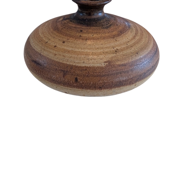 MCM Danish Vintage Brown and Tan Studio Pottery Ceramic Vase Artist Signed - Picture 7 of 16